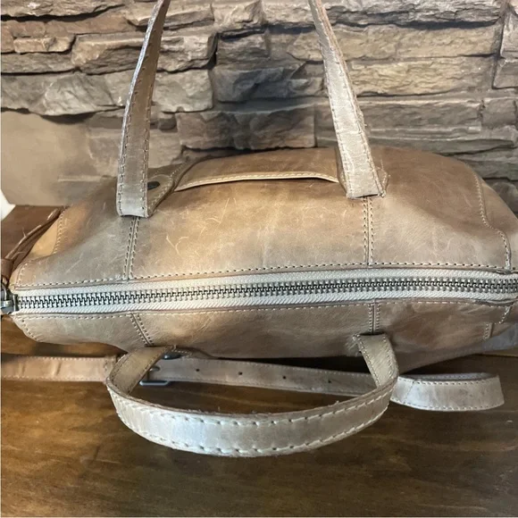 Frye Melissa Double Handle Satchel -BEIGE- Distressed Leather $348
